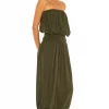 Indah Seychelle Solid Strapless Pleated Jumpsuit In Cactus -Cheap Indah Store INDA WC39 V2