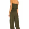 Indah Seychelle Solid Strapless Pleated Jumpsuit In Cactus -Cheap Indah Store INDA WC39 V3
