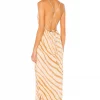 Indah River Triangle Plunge Wrap Skirt Maxi Dress In Golden Zebra -Cheap Indah Store INDA WD683 V3
