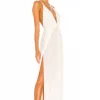 Indah River Solid Triangle Plunge Dress In Ivory -Cheap Indah Store INDA WD694 V2