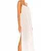Indah Yasmine Solid Gathered Neckline Sundress Maxi In Ivory -Cheap Indah Store INDA WD697 V3