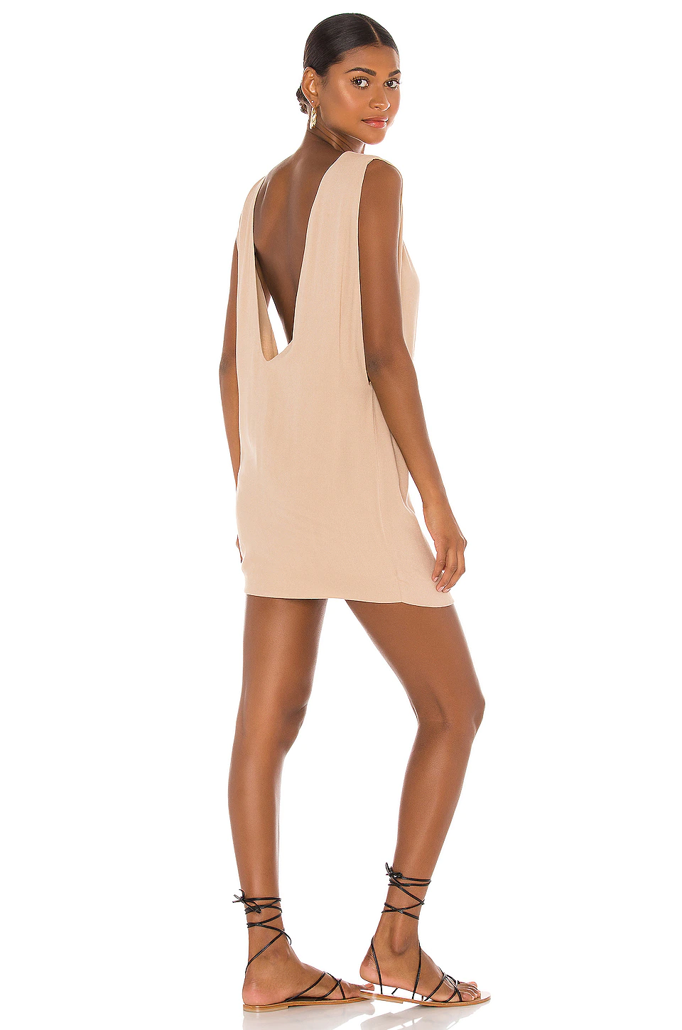 Indah Pella Plunge Mini Dress In Nude