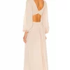 Indah Julie Solid Ruched Bodice Cutaway Maxi Dress In Doe -Cheap Indah Store INDA WD710 V3