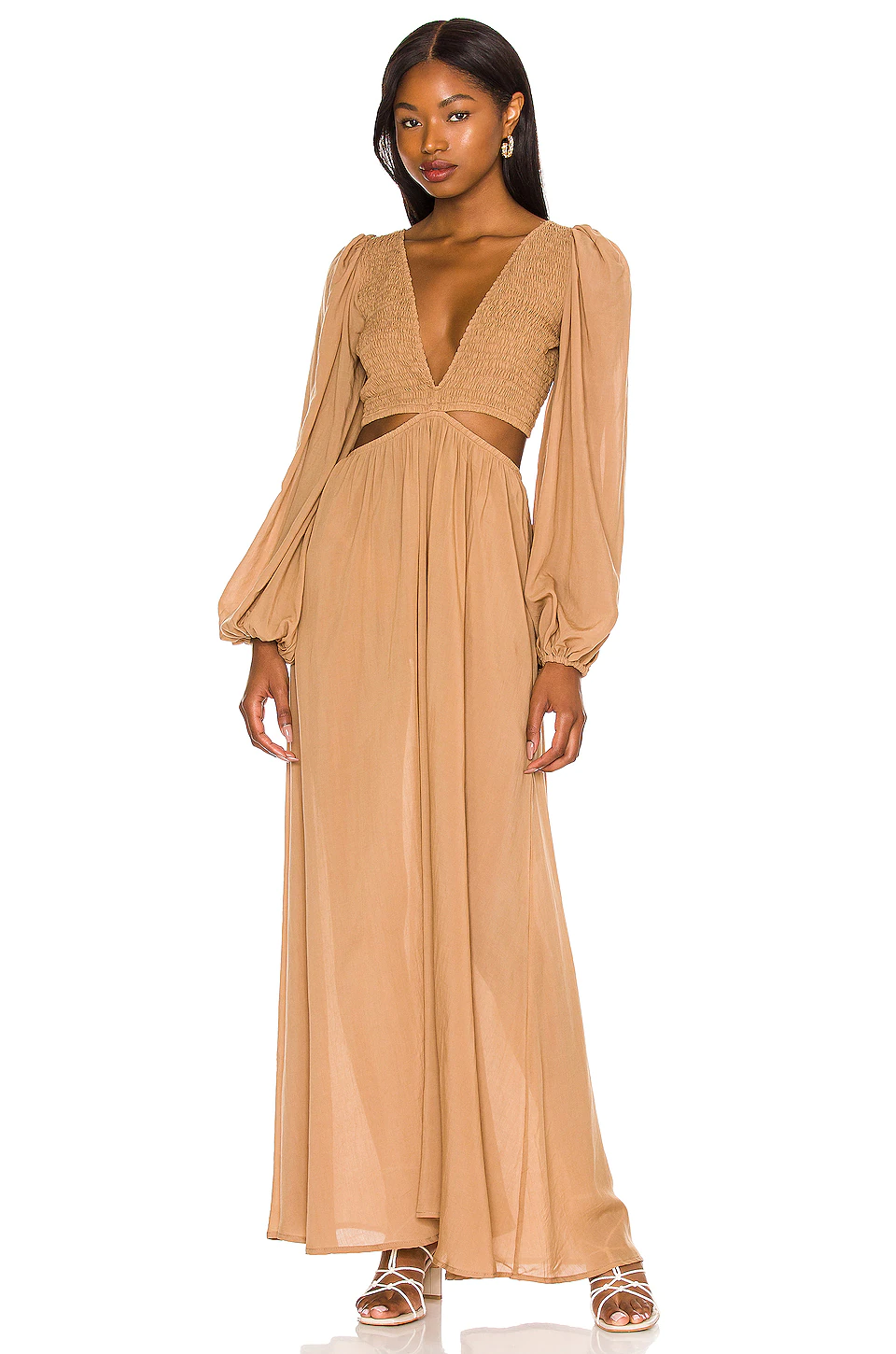 Indah Julie Maxi Dress In Mocha
