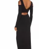 Indah Sandra Maxi Dress In Black -Cheap Indah Store INDA WD776 V4