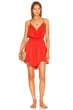 Indah Tahani Cowl Neck Cocktail Dress In Caliente