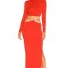 Indah Gigi String Detail Seamless Slit Maxi Skirt In Caliente -Cheap Indah Store INDA WQ113 V4