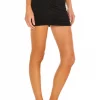 Indah Cori Solid Gathered Seamless Mini Skirt In Black -Cheap Indah Store INDA WQ76 V2