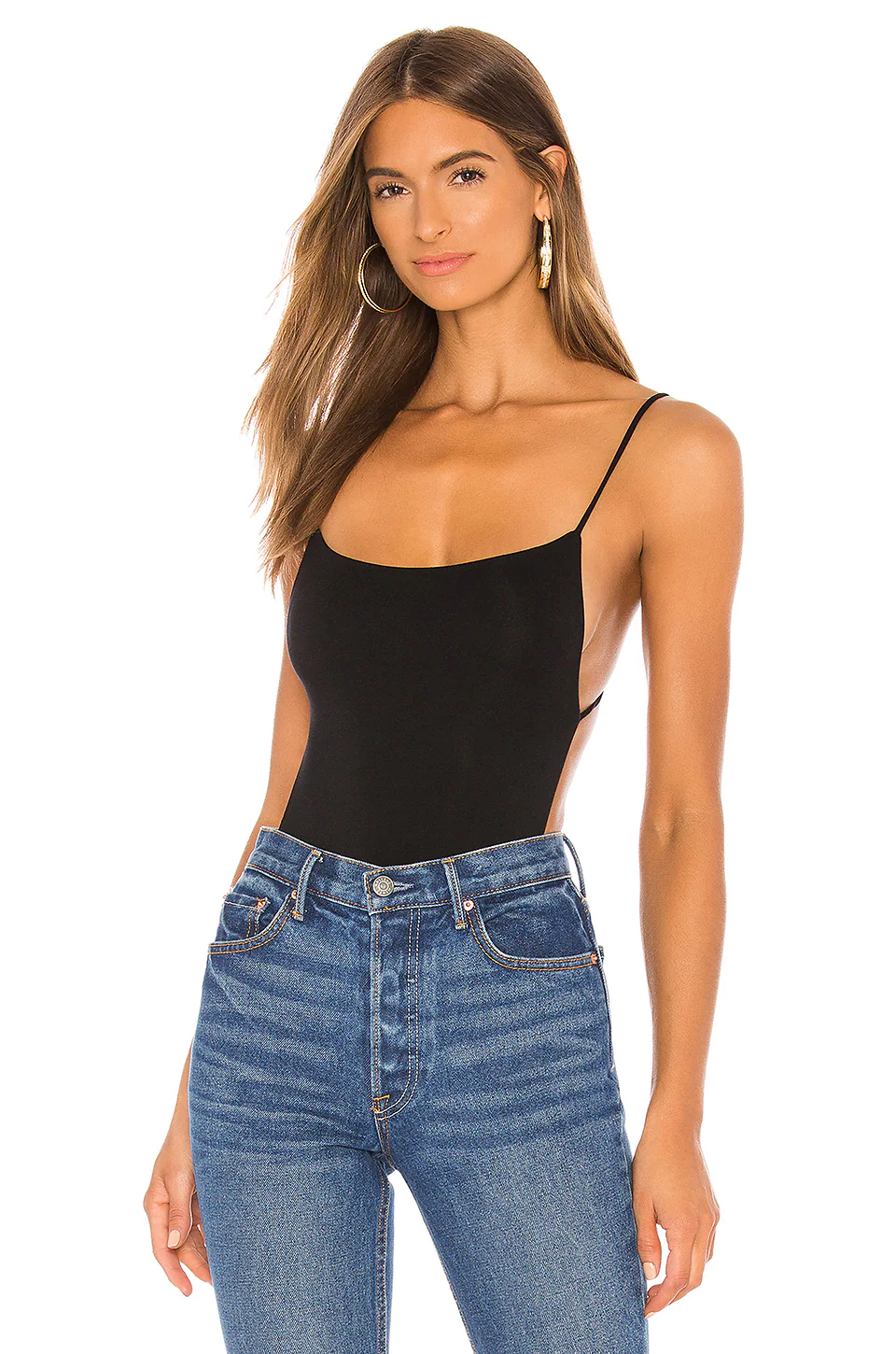 Indah DNA Solid String Back Bodysuit In Black