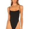 Indah DNA Solid String Back Bodysuit In Black -Cheap Indah Store INDA WS284 V2