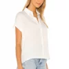 Indah Eliza Solid Button Down Short Sleeve Shirt In Ivory -Cheap Indah Store INDA WS306 V2