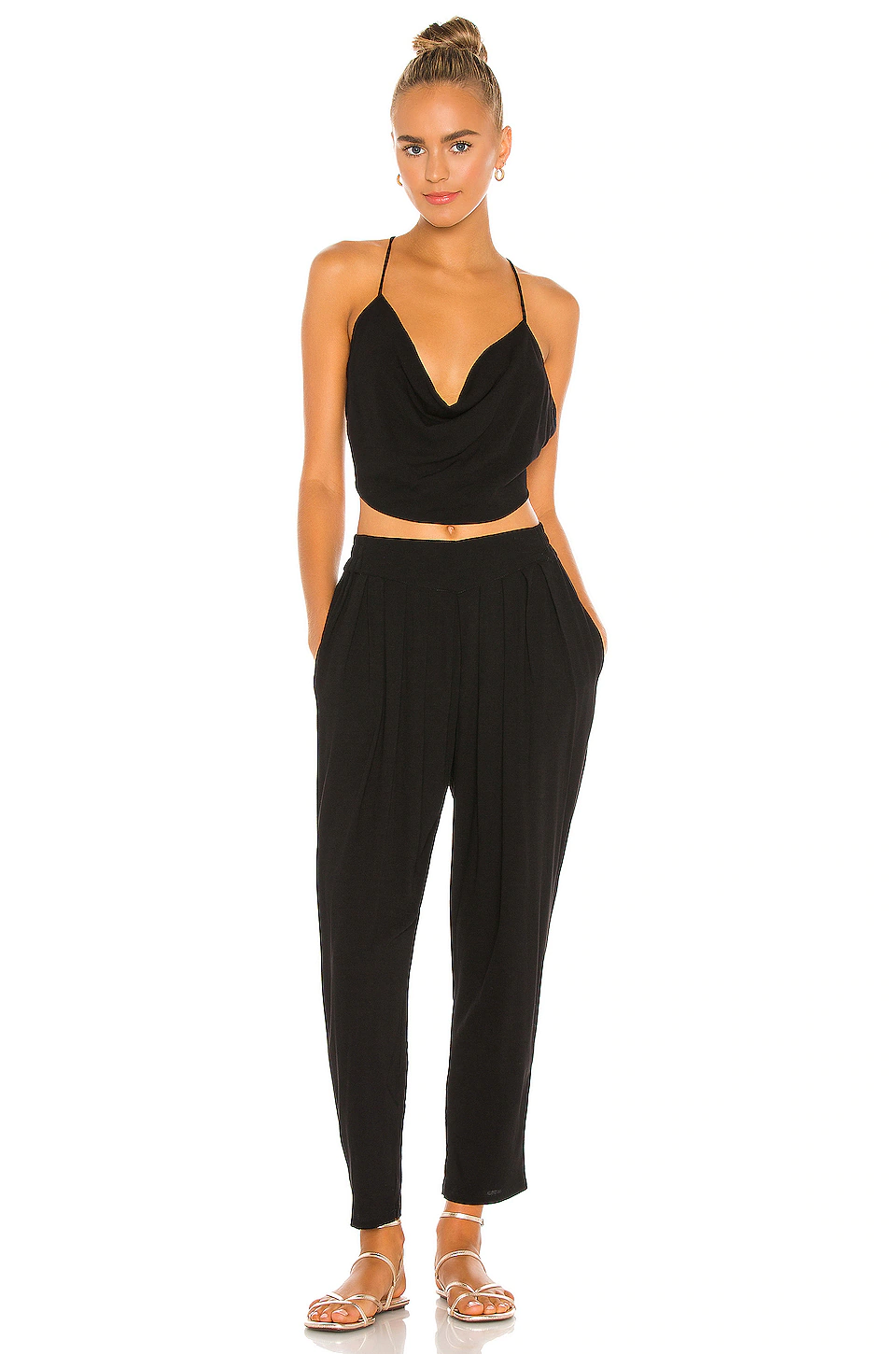 Indah Polina Solid 70s Cowl Neck Cami In Black 4 Indah Polina Solid 70s Cowl Neck Cami In Black - Image 4