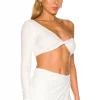 Indah Lucas One Shoulder Twist Top In Ivory -Cheap Indah Store INDA WS416 V2