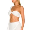 Indah Lucas One Shoulder Twist Top In Ivory -Cheap Indah Store INDA WS416 V3