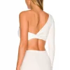 Indah Lucas One Shoulder Twist Top In Ivory -Cheap Indah Store INDA WS416 V4