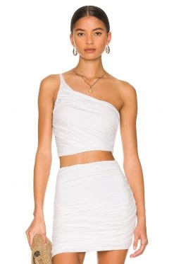 Indah Denise One Shoulder Top In White