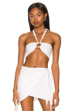 Indah Marcia Bandeau Halter Top In White