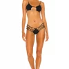 Indah Todos Smocked Diamond Bikini Top In Black -Cheap Indah Store INDA WX680 V4
