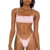 Indah Jav Solid Ruched Tube Bikini Top In Satin