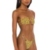 Indah Moto Printed Smocked Spaghetti Strap Bandeau Bikini Top In Sinar -Cheap Indah Store INDA WX715 V2