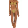 Indah Moto Printed Smocked Spaghetti Strap Bandeau Bikini Top In Sinar -Cheap Indah Store INDA WX715 V4