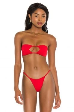 Indah Bass Bandeau Bikini Top In Red