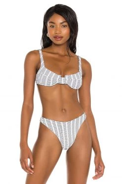 Indah Midori Printed Underwire Bikini Top In Texture Stripe