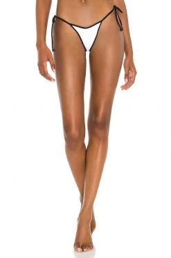 Indah Palu Skimpy Colorblock Side Tie Bikini Bottom In White Colorblock