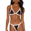 Indah Nias Colorblock Triangle Bikini Top In Black Colorblock